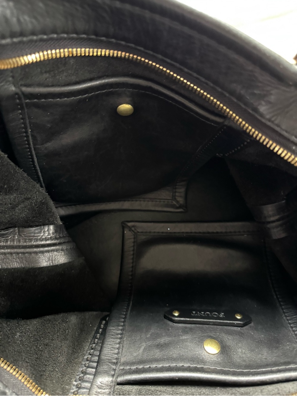 Fount Petite Atlas Black Leather Shoulder Tote with Tassel Charm - Picture 10 of 11